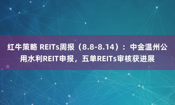 红牛策略 REITs周报（8.8-8.14）：中金温州公用水利REIT申报，五单REITs审核获进展